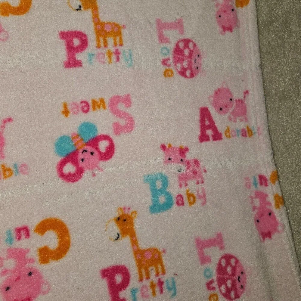 Bon Bebe Pink Orange Blue Fleece Baby Blanket Giraffe Cat Cow Butterfly Ladybug